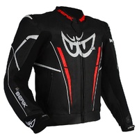 Berik Jacket Monza Leather Black/Fluro Red