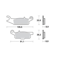 Pro X Rear Right Brake Pads for Yamaha YFM700F GRIZZLY 2007-2025 63.37.275102BX