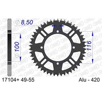AFAM Racing Aluminium Rear Sprocket 52T for Kawasaki KX 85 L 19-16 2023-2024