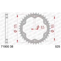 AFAM Steel Rear Sprocket 38T for KTM 1290 Super Duke R 2014-2023