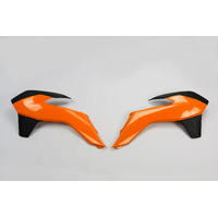 UFO Radiator Covers for KTM EXCF 250 2014_2016 (OEM 14 Orange/Black)