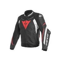 Dainese Super Speed 3 Perforated Leather Jacket Black/White/Fluro Red