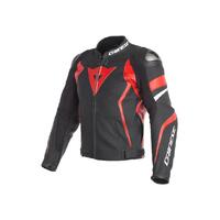 Dainese Avro 4 Leather Jacket Black Matt/Lava Red/White