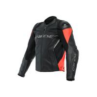 Dainese Racing 4 Leather Jacket Black/Fluro Red