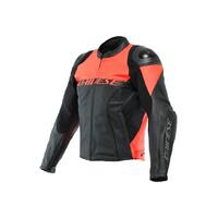 Dainese Racing 4 Perforated Leather Jacket Black/Fluro Red