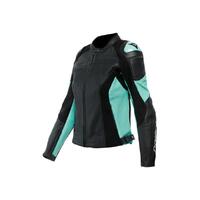 Dainese Racing 4 Ladies Perforated Leather Jacket Black/Aqua Green