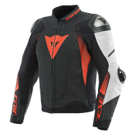 Dainese Super Speed 4 Perforated Leather Jacket Black Matt/White/Fluro Red