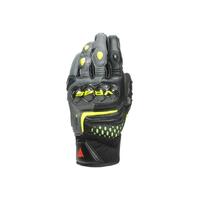 Dainese VR46 Sector Short Leather Gloves Black/Anthracite/Fluro Yellow