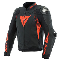 Dainese Jacket Super Speed 4 Leather Black Matt Fluo Red 