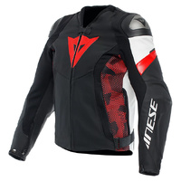 Dainese Jacket Avro 5 Leather Black Lava Red White 