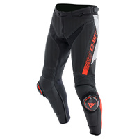 Dainese Pants Super Speed Perforated Leather Black White Fluo Red 