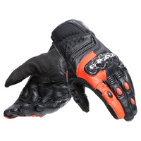 Dainese Gloves Carbon 4 Short Leather Black Fluo Red