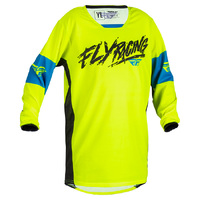 FLY Kinetic Youth Jersey 2023 Khaos Hi Viz Black Cyan