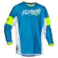 FLY Kinetic Youth Jersey 2023.5 Mesh Khaos Blue White Hi Viz
