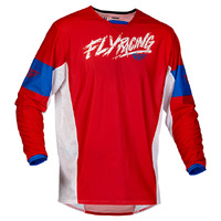 FLY Kinetic Youth Jersey 2023.5 Mesh Khaos Red White Blue