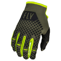 FLY Kinetic Youth Gloves 2023 Olive Green Hi Viz