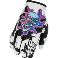 Fly Racing Gloves 2026 Lite Warp White/Blue/Pink Kids 