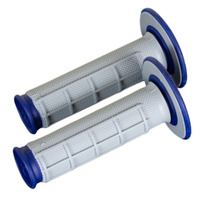 Renthal Grey/Blue Dual Compound Half Waffle MX Grips