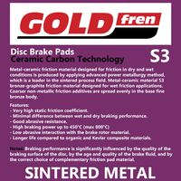 Goldfren Front Brake Pads for Harley FXFBS FAT BOB 2018-2019 (S3 X2)