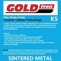 Goldfren Front Brake Pads for Yamaha YZ450F 2020 (K5 X2)