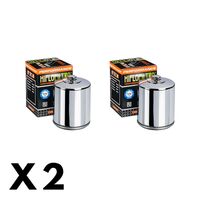 2 Pack Hiflo Chrome Oil Filter for Harley 1200 Sportster XLH 1987-1998 (W/Nut)