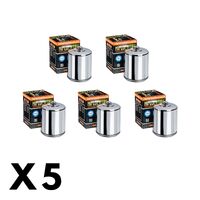 5 Pack Hiflo Chrome Oil Filter for Harley 1200 SuperLow/XL1200T 2014-2016 (W/Nut)