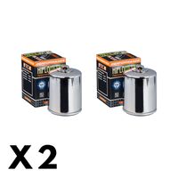 2 Pack Hiflo Chrome Oil Filter Harley 1690 Dyna Switchback 103/FLD 2012-2016 (W/Nut)