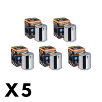 5 Pack Hiflo Chrome Oil Filter for Buell S1 Lightning 1996-1997 (W/Nut)