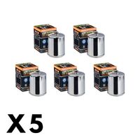 5 Pack Hiflo Chrome Oil Filter for Buell S3T Thunderbolt 1994-2000 (W/Nut)