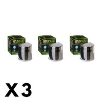 3 Pack Hiflo Chrome Oil Filter for Kawasaki Ninja ZX-14R ABS/ZX1400H 2016-2017