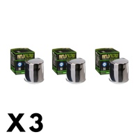 3 Pack Hiflo Chrome Oil Filter for Honda CB400 2005-2007