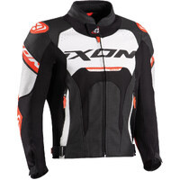 IXON Jackal Leather Jacket White/Red/Black 