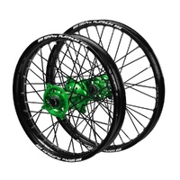 SMPro Wheel Set Kawasaki KX80 1993-2000 Green/Blk/Silv JNR MX J1102260 READ DESC