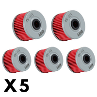 5 Pack K&N Oil Filter for Kawasaki KL250 Super Sherpa 1997-1998