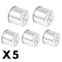 5 Pack Chrome K&N Oil Filter for Suzuki LTF400 Eiger 2WD 2002-2007