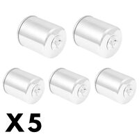 5 Pack Chrome K&N Oil Filter for Harley FLHTC-U Touring 1995-1998