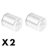 2 Pack Chrome K&N Oil Filter for Harley FLSTFBS Softail Fat Boy S 2016-2017