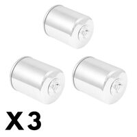 3 Pack Chrome K&N Oil Filter for Harley FXST Softail Standard 2007-2015