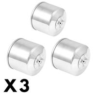 3 Pack Chrome K&N Oil Filter for Harley FLH 1340 Electra Glide 1982-1983