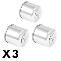 3 Pack Chrome K&N Oil Filter for Yamaha YFM550FA EPS Grizzly 4X4 2009-2014