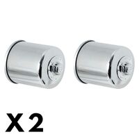 2 Pack Chrome K&N Oil Filter for Kawasaki ER500 ER5 1997-2004