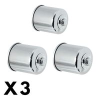 3 Pack Chrome K&N Oil Filter for Kawasaki Z750 2007-2010