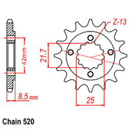 RK Front Sprocket 13T for Kawasaki KLE500 2006-2007