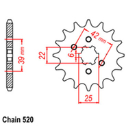 RK Front Sprocket 14T for Honda XL250 1971-1979