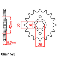 RK Front Sprocket 16T for Honda CB250ND 1980