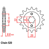 RK Front Sprocket 16T for Honda CB400N 2 Cyl. 1981-1982