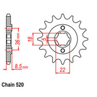 RK Front Sprocket 14T for Yamaha XT250T DOHC 1985-1987