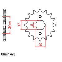 RK Front Sprocket 17T for Honda CBR125R 2007-2013 >428