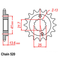 RK Front Sprocket 14T for Kawasaki Ninja ZX6RR/ZX600 2003-2005
