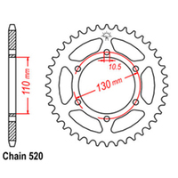 RK 43T Rear Sprocket for Kawasaki Ninja 250 R/EX250J 2008-2012